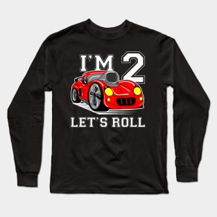 Kids Race Car 2nd Birthday 2 Year Old Racing Car Driver Gift Long Sleeve T-Shirt